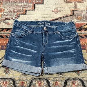 Red Camel Women's Blue Denim Roll-Cuff Shorts